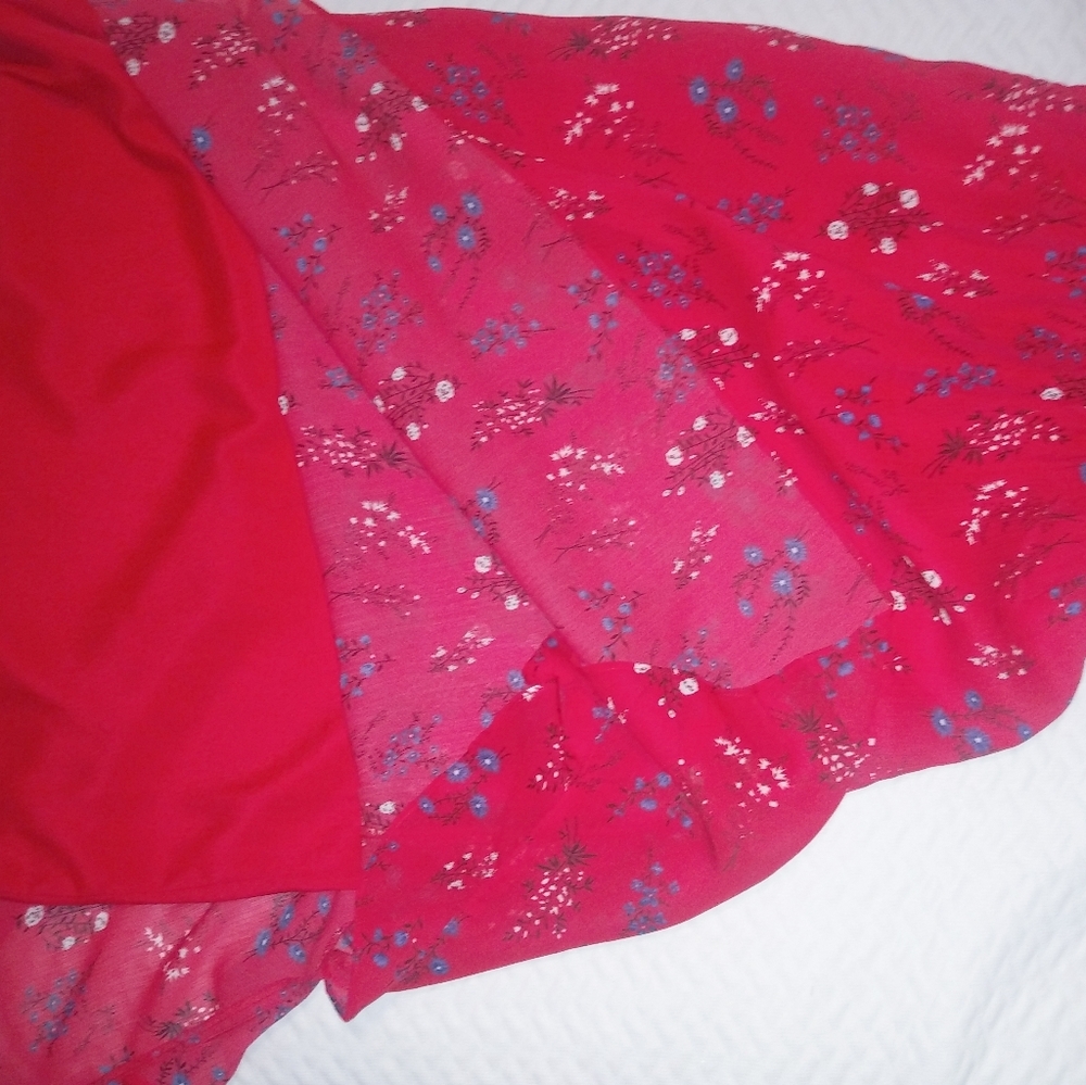 Red flowy floral dress